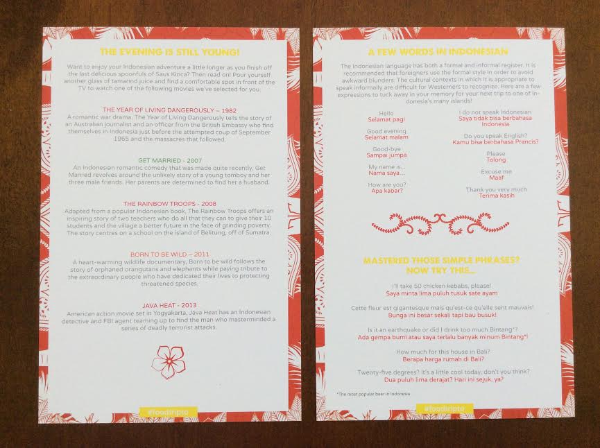 Food Trip to Indonesia subscription box dried mangos sweet hot padi oat tamarind paste palm sugar satay bango sweet soysauce coconut shell bowl food eat recipes 6