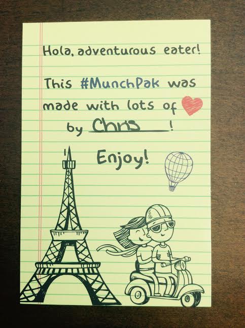 MunchPak Mini subscription box canada candy chips cookies meat food note card