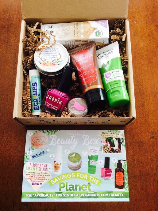 VeganCuts beauty subscription box organic facial repair serum cocokind goddess garden facial sunscreen bath lotion nail polish lip balm natural deodorant haircare coupons