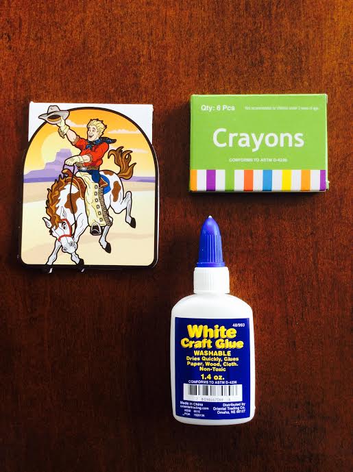Curiosity Box kids subscription May 2016 review cowboy notepad crayons white glue