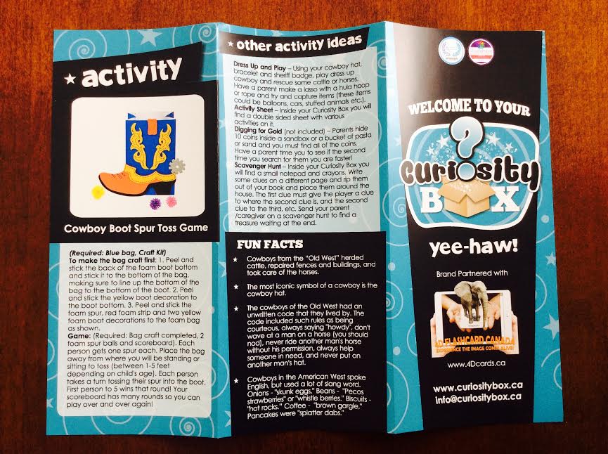 Curiosity Box kids subscription May 2016 review information activity brochure