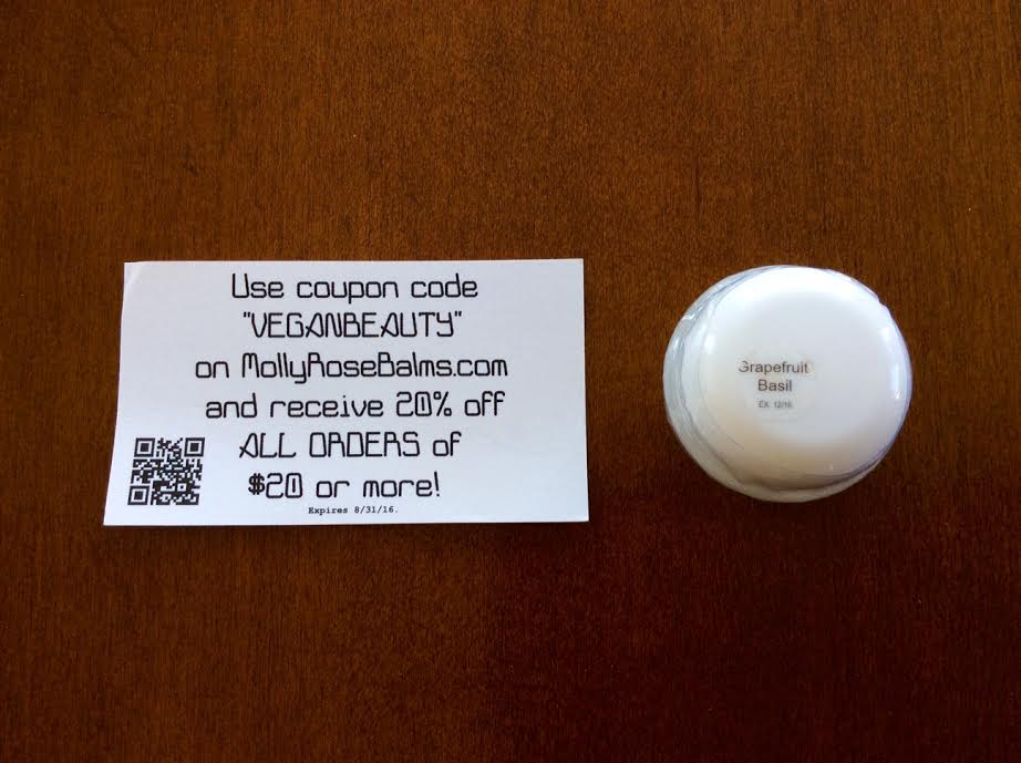 Vegancuts beauty subscription box May 2016 review Molly rose balm body scrub coupon