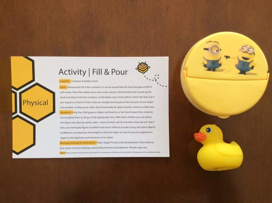 Bumble Brain Baby Subscription Box May 2016 review physical activity fill pour rubber duck