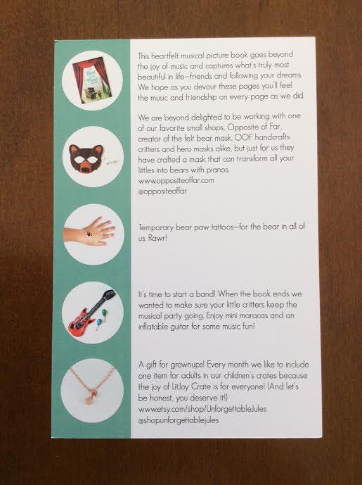 LitJoy Crate book subscription box May 2016 review information card