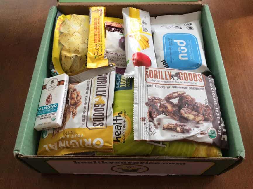 Healthy Surprise snack subscription box July 2016 Review Classic Box vegan