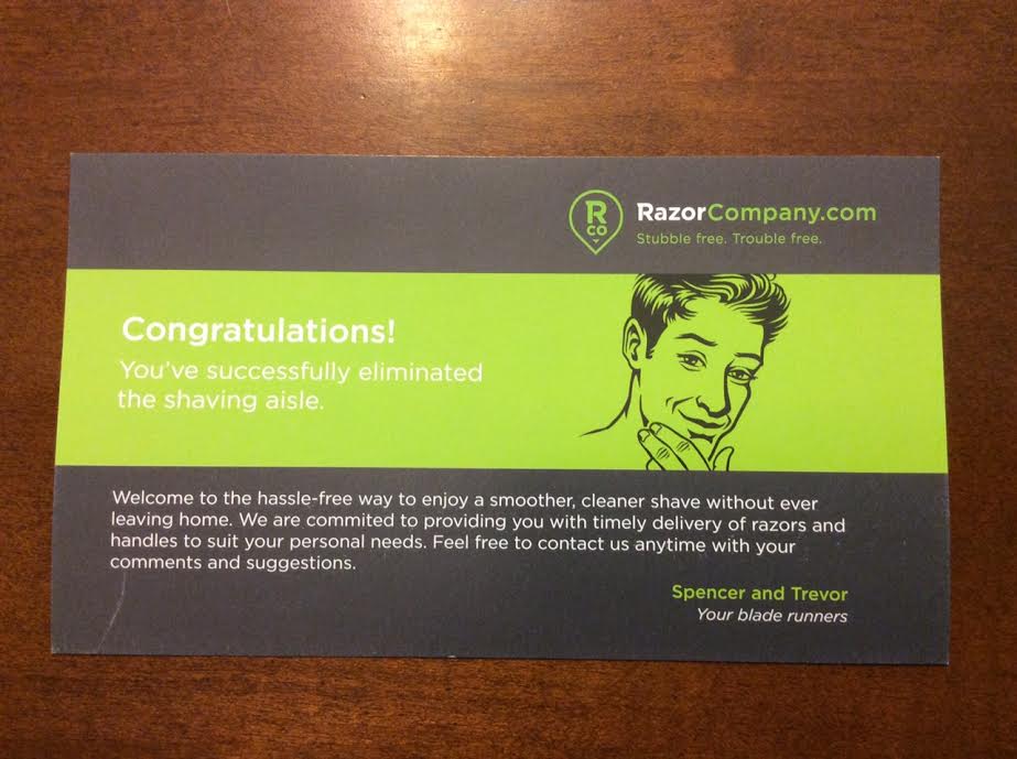 Razorcompany.com subscription box July 2016 Review information card