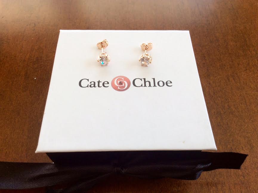 Cate & Chloe Jewelry Subscription Box August 2016 Review Carly little womenly rose gold stud earrings