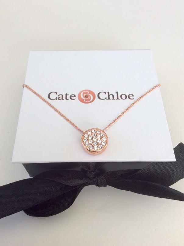 Cate & Chloe VIP Jewelry Subscription Box September 2016 Review Nelly Valor 18k rose gold swarovski pave necklace