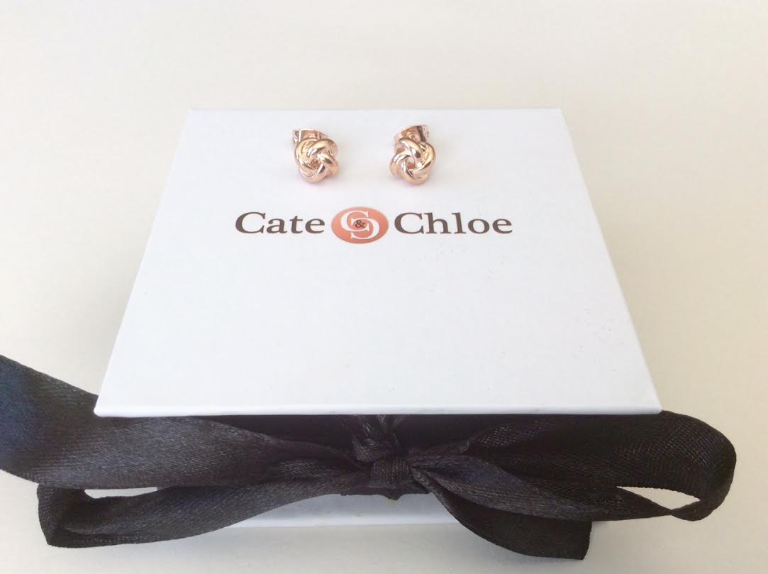 Cate & Chloe VIP Jewelry Subscription Box September 2016 Review rosalind pretty rose gold knot stud earrings