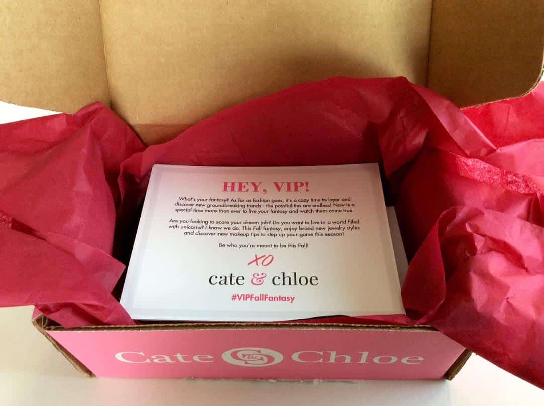 cate-chloe-jewelry-subscription-box-october-2016-review-necklace-earrings-bracelet-18k-rose-gold-white-gold-manna-kadar-makeup