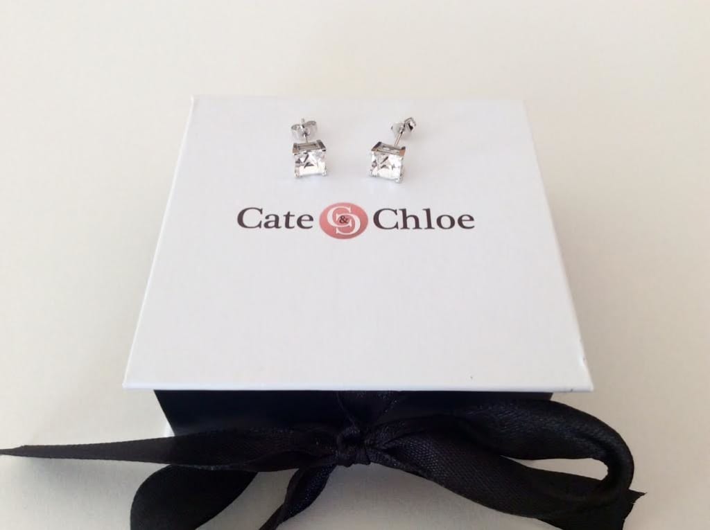 cate-chloe-jewelry-subscription-box-november-2016-review-18k-white-gold-quinn-princess-cut-swarovski-earrings