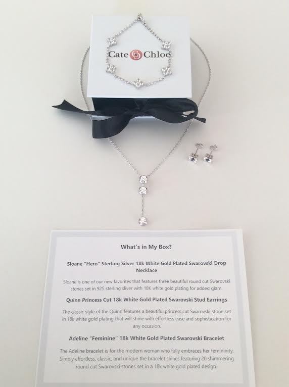cate-chloe-jewelry-subscription-box-november-2016-review-sloane-hero-18k-white-gold-necklace-quinn-princess-cut-earrings-adeline-feminine-bracelet