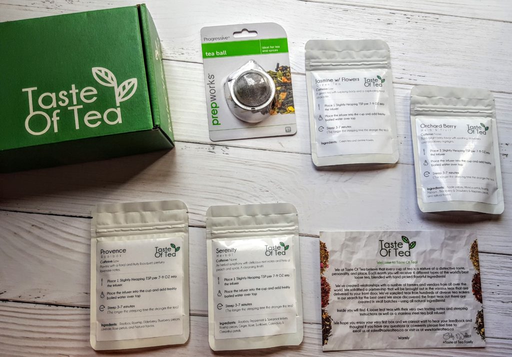 what's in the taste of tea box