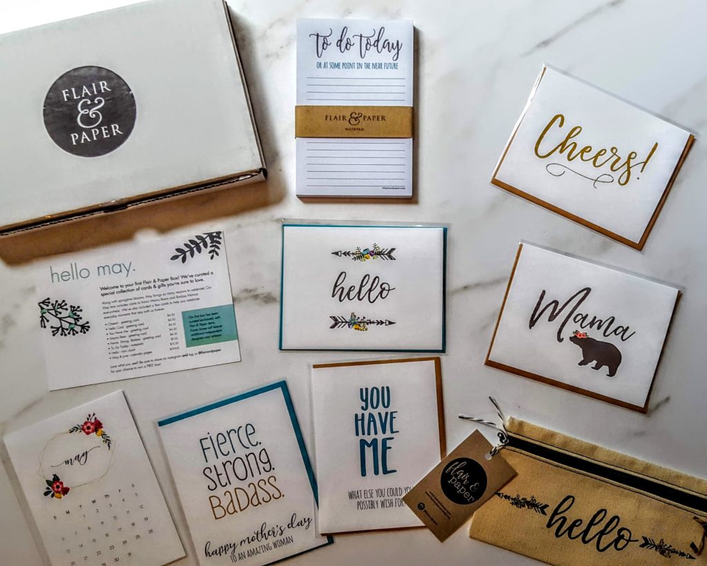 what's in the flair & paper box