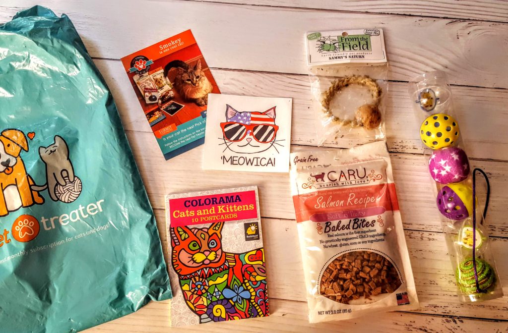 everything in the july pet treater package