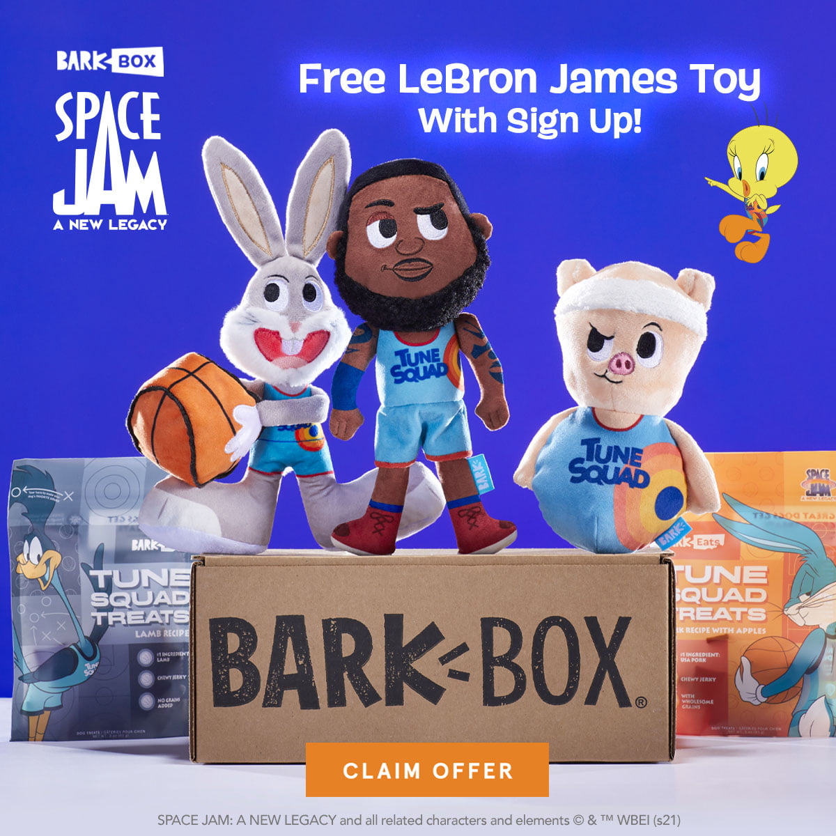 BarkBox Space Jam themed box: FREE LeBron James Toy