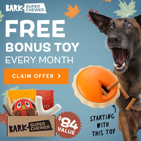 Bark Super Chewer Thanksgiving Box Spoilers: FREE Bonus Toys