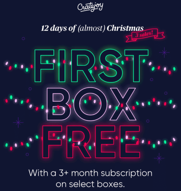 Cratejoy’s 12 Days of (Almost) Christmas Sale: FREE Box with a 3+ Month Subscription