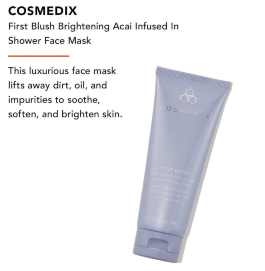 FabFitFun Summer 2022 Spoilers Cosmedix First Blush Brightening Acai Infused In Shower Face Mask