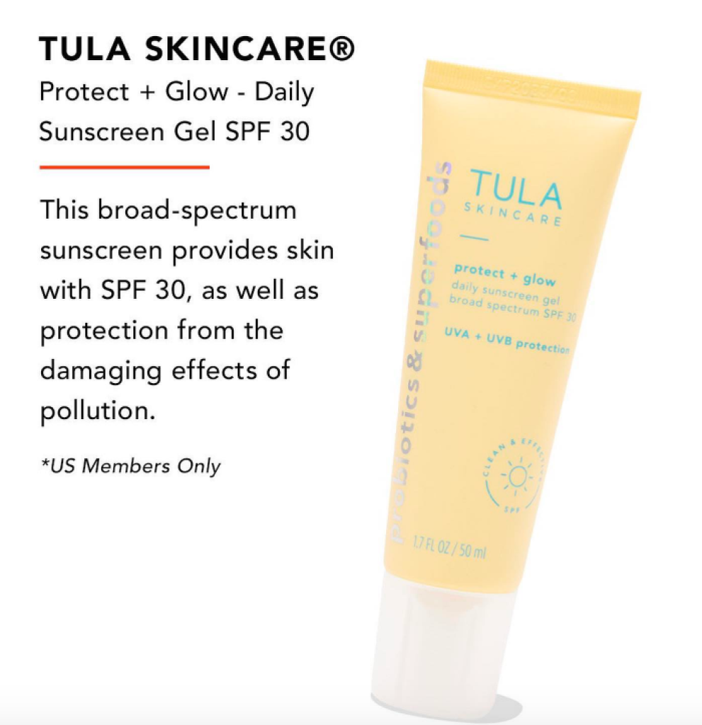 FabFitFun Summer 2022 Spoilers TULA Skincare Protect + Glow - Daily Sunscreen Gel SPF 30