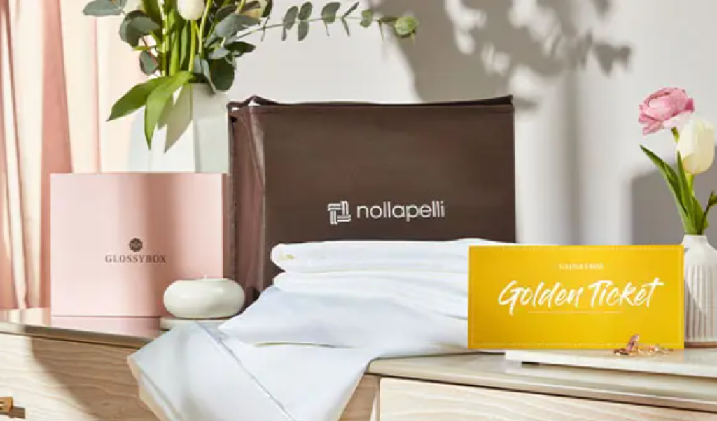 GLOSSYBOX April 2022 Golden Ticket to Win Nollapelli Signature Sheet Set