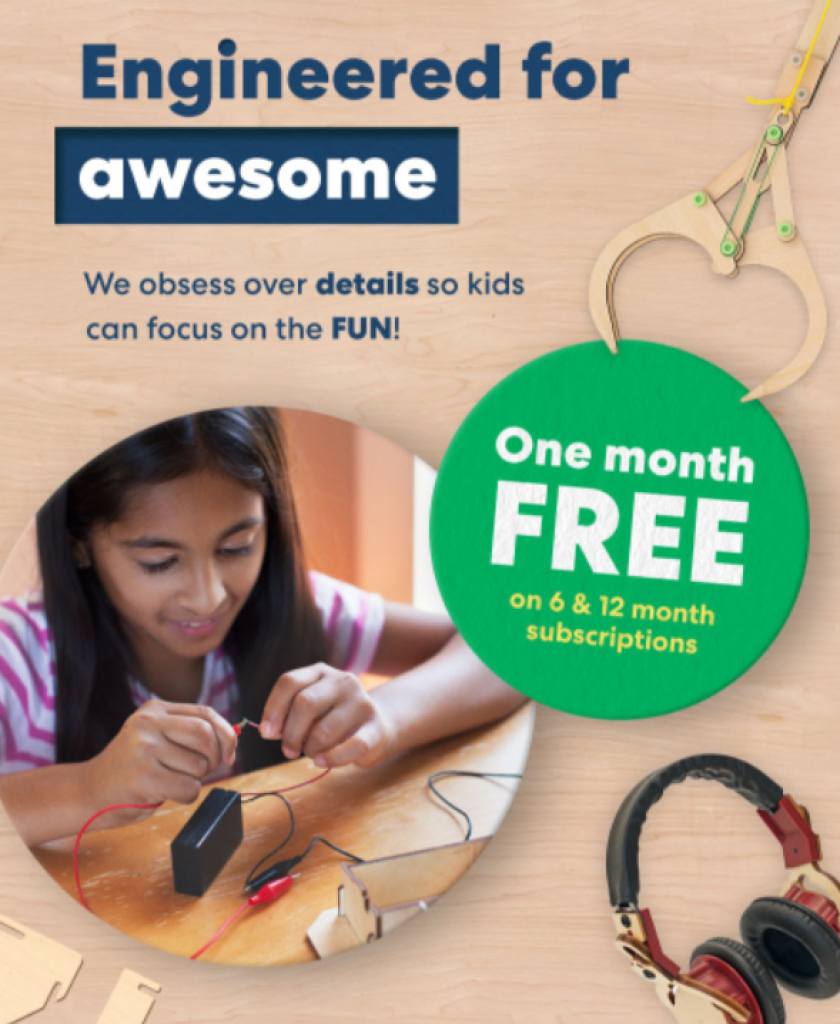 KiwiCo Promotion: 1 Month FREE on 6 & 12-Month Subscriptions