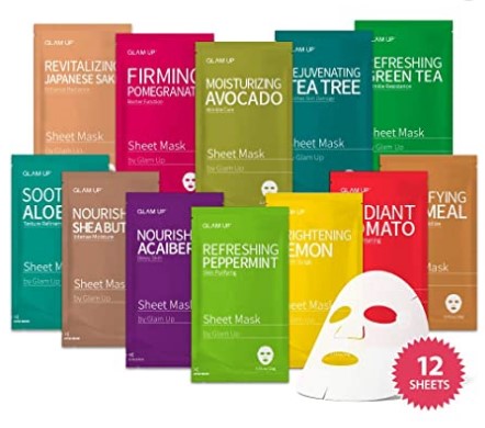 Glam up Facial Sheet Masks 12 pack on Amazon